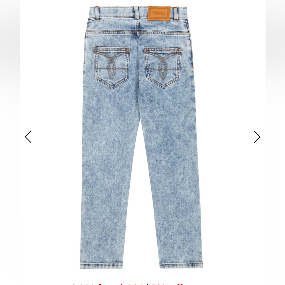 Versace Acid Washed Logo Low Rise Straight Leg Jeans  size 4